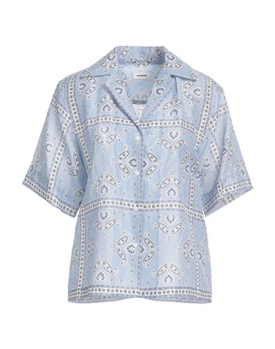 Sandro Woman Shirt Light Blue Size 3 Linen, Viscose