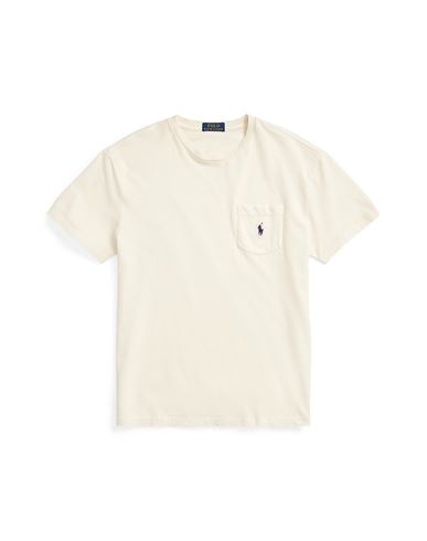 Shop Polo Ralph Lauren Classic Fit Cotton-linen Pocket T-shirt Man T-shirt Cream Size Xxl Cotton, Linen In White