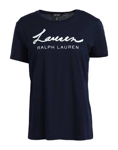 Lauren Ralph Lauren Woman T-shirt Navy Blue Size L Cotton, Modal
