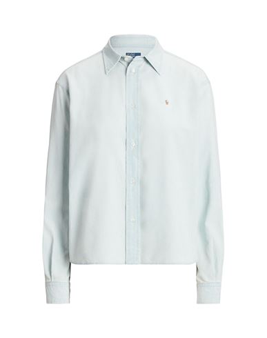 Shop Polo Ralph Lauren Relaxed Fit Chambray Shirt Woman Shirt Sky Blue Size L Cotton
