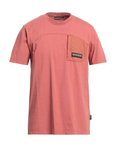 Napapijri Man T-shirt Rust Size L Cotton, Elastane, Polyurethane In Red