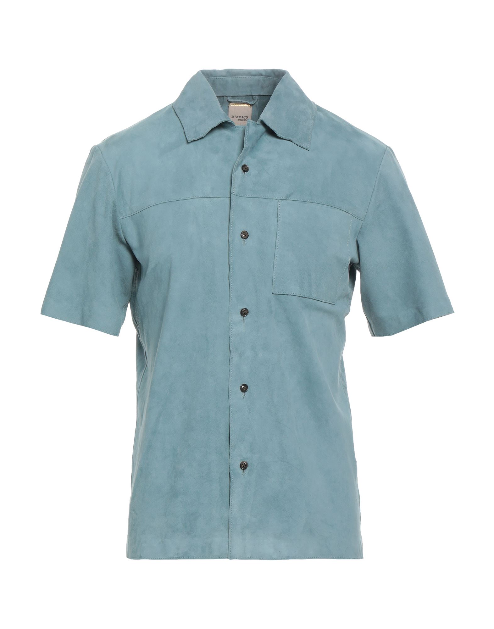 Andrea D'amico Man Shirt Pastel Blue Size 48 Soft Leather