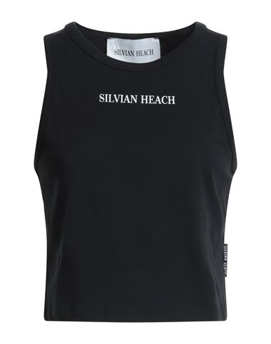 Silvian Heach Woman Tank Top Black Size M Cotton, Lycra