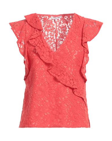 Patrizia Pepe Woman Top Coral Size 6 Cotton, Polyamide In Red