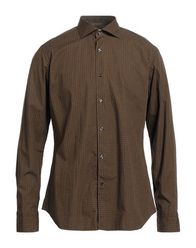 Tintoria Mattei 954 Man Shirt Brown Size 17 Cotton