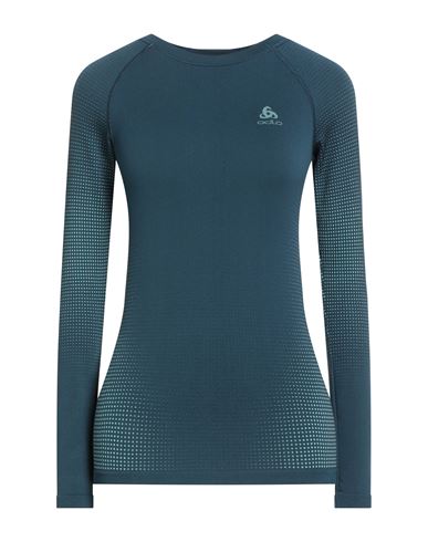 Odlo Woman T-shirt Deep Teal Size L Recycled Polyamide, Recycled Polyester, Recycled Elastane In Green