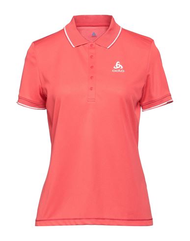 Odlo Woman Polo Shirt Coral Size Xs Polyester In Red