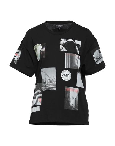 EMPORIO ARMANI EMPORIO ARMANI WOMAN T-SHIRT BLACK SIZE 8 COTTON