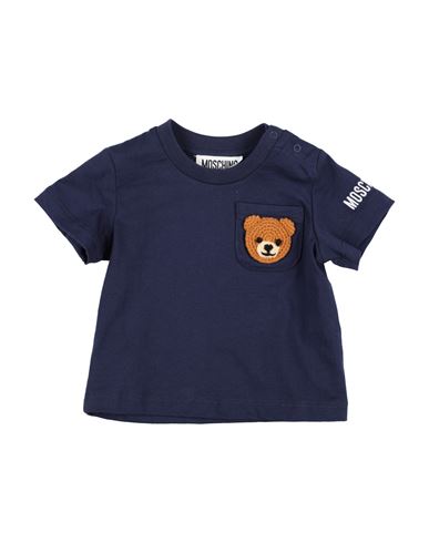 Moschino Baby Babies' Blue Cotton Teddy Bear T-shirt In Navy Blue