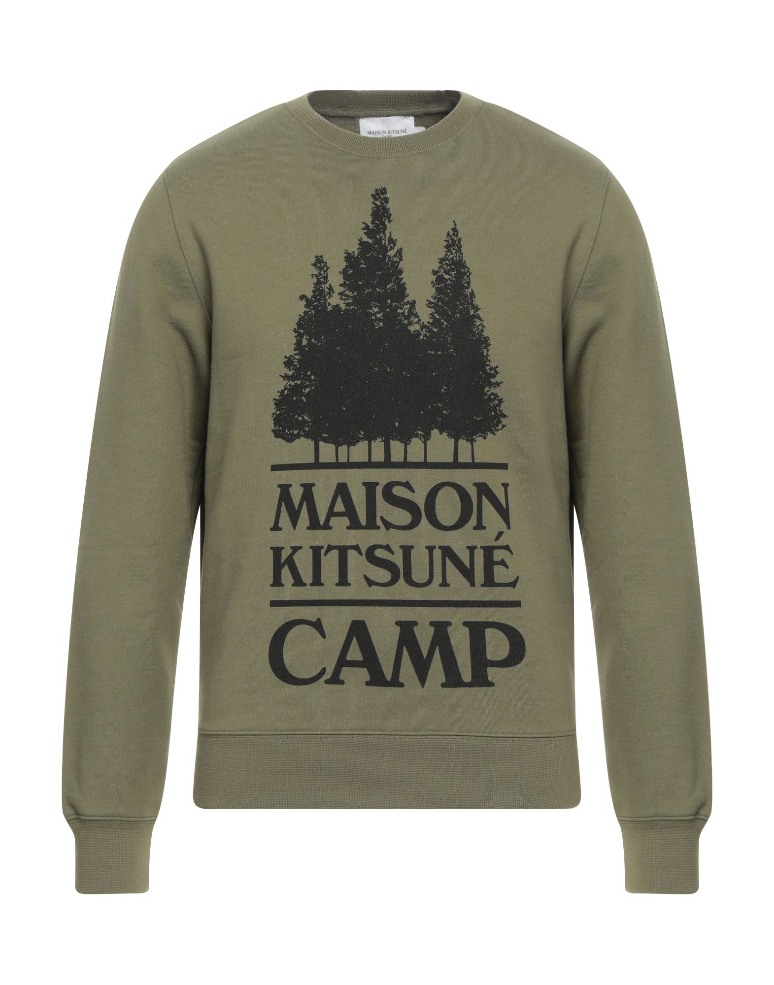 Maison Kitsuné Man Sweatshirt Military Green Size M Organic Cotton, Recycled Polyester