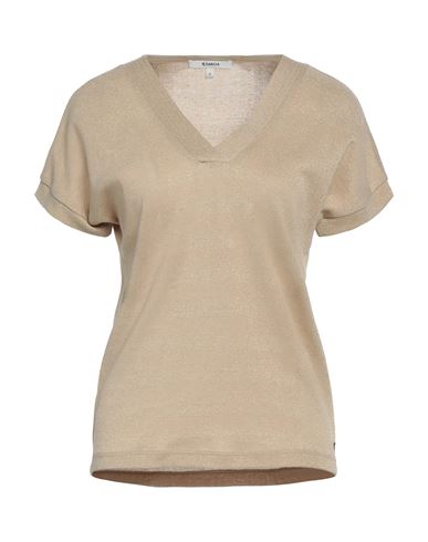 Garcia Woman T-shirt Gold Size Xs Cotton, Polyester, Metallic Fiber In Brown