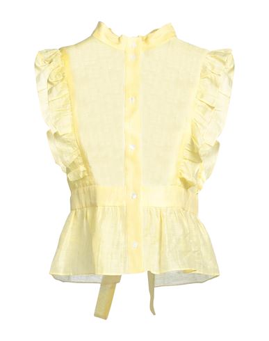 Sandro Woman Shirt Yellow Size 4 Linen, Polyester