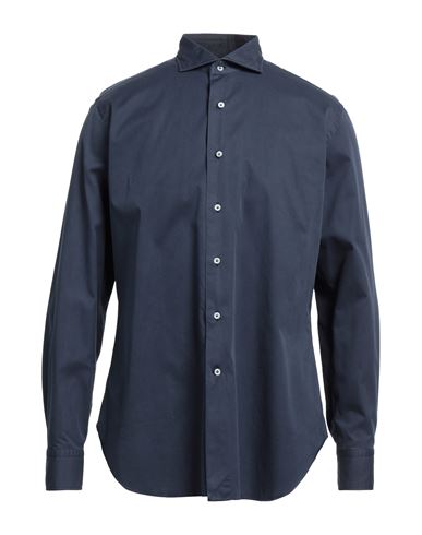 Mantovani Man Shirt Midnight Blue Size 16 Cotton