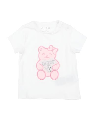 Guess Babies'  Newborn Girl T-shirt White Size 3 Cotton, Elastane