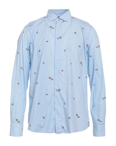 Alea Man Shirt Azure Size 16 ½ Cotton In Blue