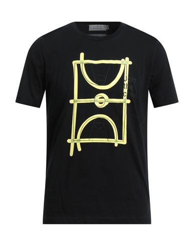 Canali Man T-shirt Black Size 44 Cotton