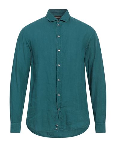 Emporio Armani Man Shirt Deep Jade Size Xl Linen In Green