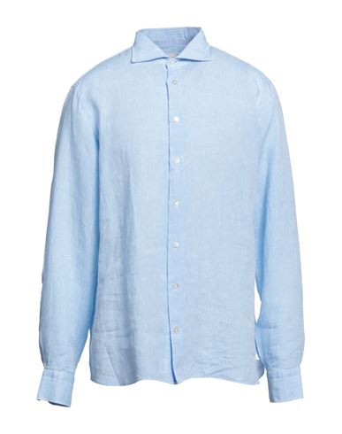 Borriello Napoli Man Shirt Sky Blue Size 17 ¾ Linen