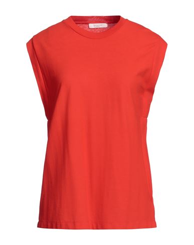 Zanone Woman T-shirt Tomato Red Size 6 Cotton