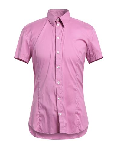 Patrizia Pepe Man Shirt Mauve Size 40 Cotton, Polyamide, Elastane In Purple