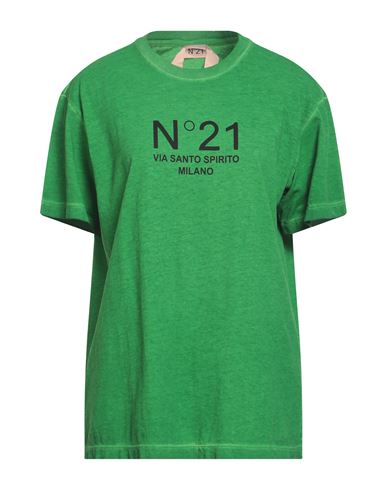 Shop N°21 Woman T-shirt Green Size 4 Cotton