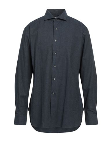 Mantovani Man Shirt Navy Blue Size 17 Cotton