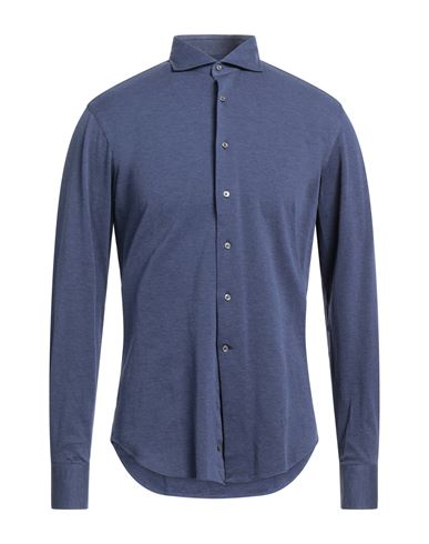 Mantovani Man Shirt Navy Blue Size 15 Cotton