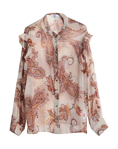 Clips More Woman Shirt Beige Size 8 Silk, Acetate, Polyester