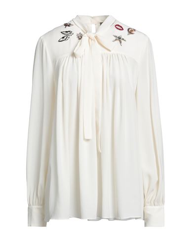 Alexander Mcqueen Woman Top Ivory Size 6 Silk, Glass, Viscose, Polyester, Brass In White