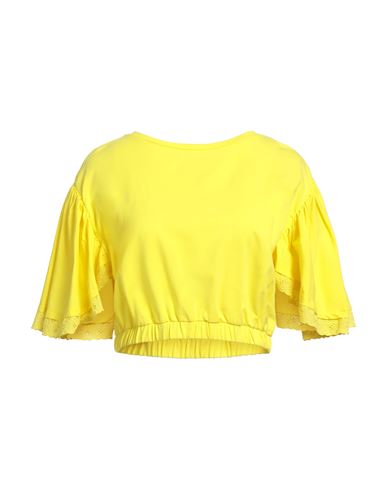 Fracomina Woman T-shirt Yellow Size S Cotton, Elastane
