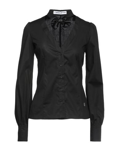 Frankie Morello Woman Shirt Black Size 6 Cotton, Silk, Elastane