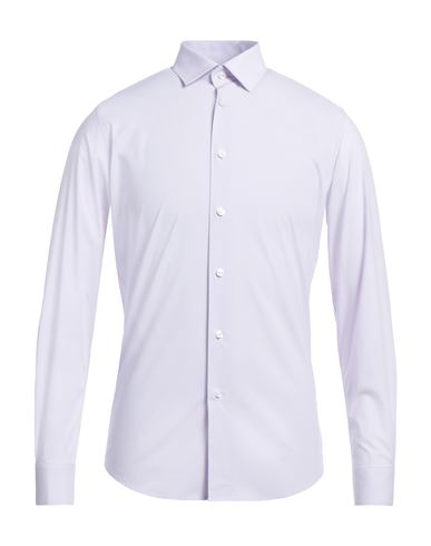 Cavalli Class Man Shirt Lilac Size 17 ½ Cotton, Elastane In Purple