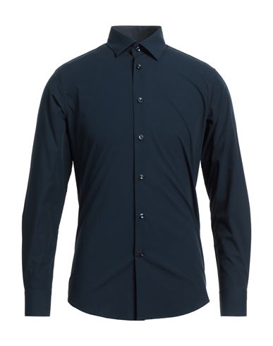 Cavalli Class Man Shirt Navy Blue Size 16 ½ Cotton, Elastane