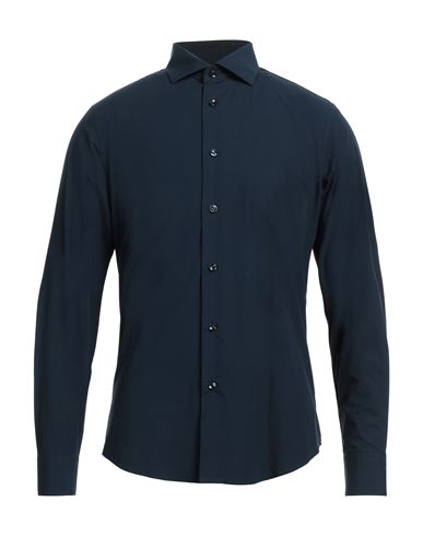 Shop Cavalli Class Man Shirt Navy Blue Size 17 ½ Cotton, Elastane