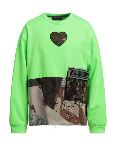 Dolce & Gabbana Man Sweatshirt Acid Green Size 42 Polyester, Cotton, Polyamide