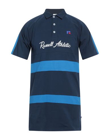 Russell Athletic Man Polo Shirt Midnight Blue Size M Cotton, Elastane