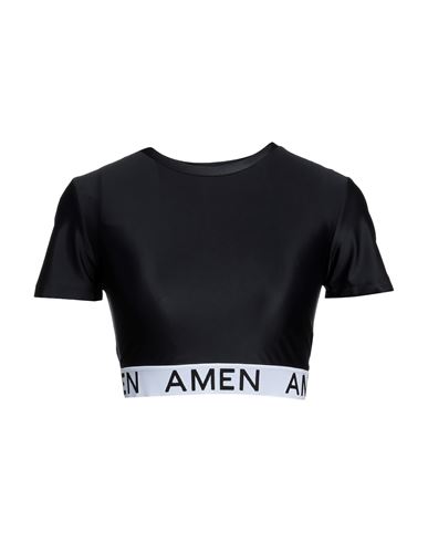 Amen Woman Top Black Size Xl Polyamide, Elastane, Polyester