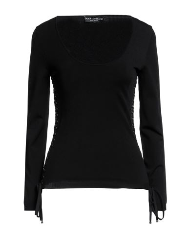 Dolce & Gabbana Woman T-shirt Black Size 8 Viscose, Polyester, Silk, Cotton