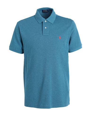 Shop Polo Ralph Lauren Man Polo Shirt Slate Blue Size L Cotton