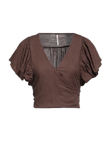 Free People Woman Top Cocoa Size Xs Linen, Viscose In Brown