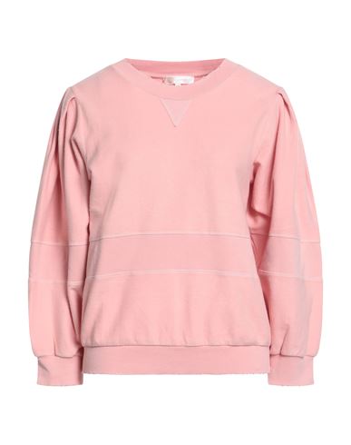 Shop Loveshackfancy Woman Sweatshirt Salmon Pink Size L Cotton, Elastane
