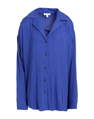 Topshop Woman Shirt Bright Blue Size 0 Viscose