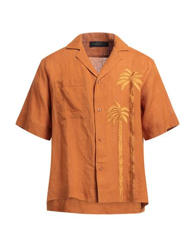 Christian Pellizzari Man Shirt Orange Size 36 Linen