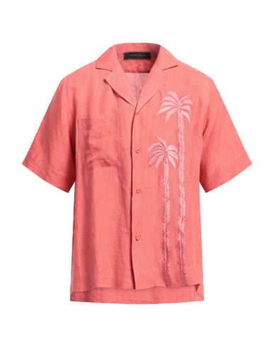 Christian Pellizzari Man Shirt Coral Size 38 Linen In Red