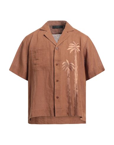Christian Pellizzari Man Shirt Brown Size 36 Linen