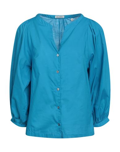 Camicettasnob Woman Shirt Azure Size 4 Cotton In Blue