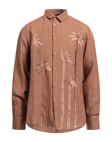 Christian Pellizzari Man Shirt Brown Size 38 Linen