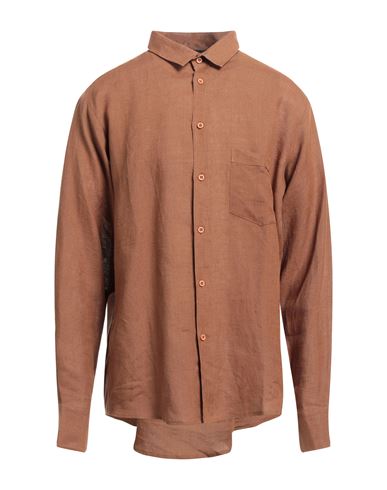 Christian Pellizzari Man Shirt Brown Size 36 Linen