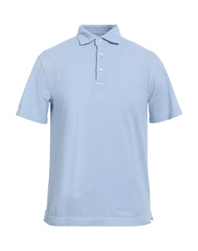Luigi Borrelli Napoli Man Polo Shirt Sky Blue Size 40 Cotton