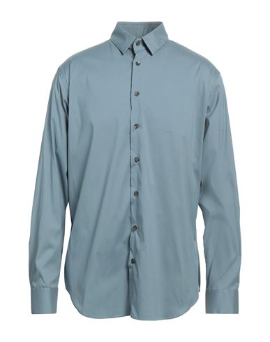 Giorgio Armani Man Shirt Pastel Blue Size 15 Cotton, Polyamide, Elastane